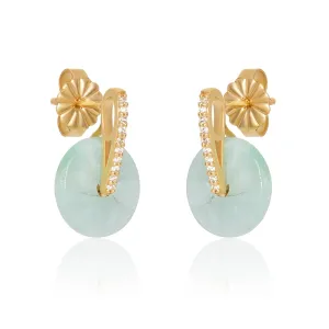 Jade Diamond Bar Post Earrings