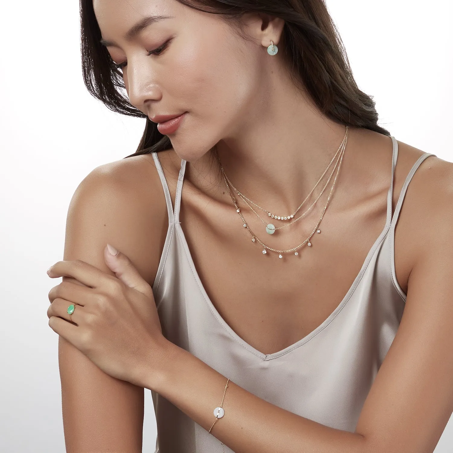 Jade Diamond Bar Post Earrings