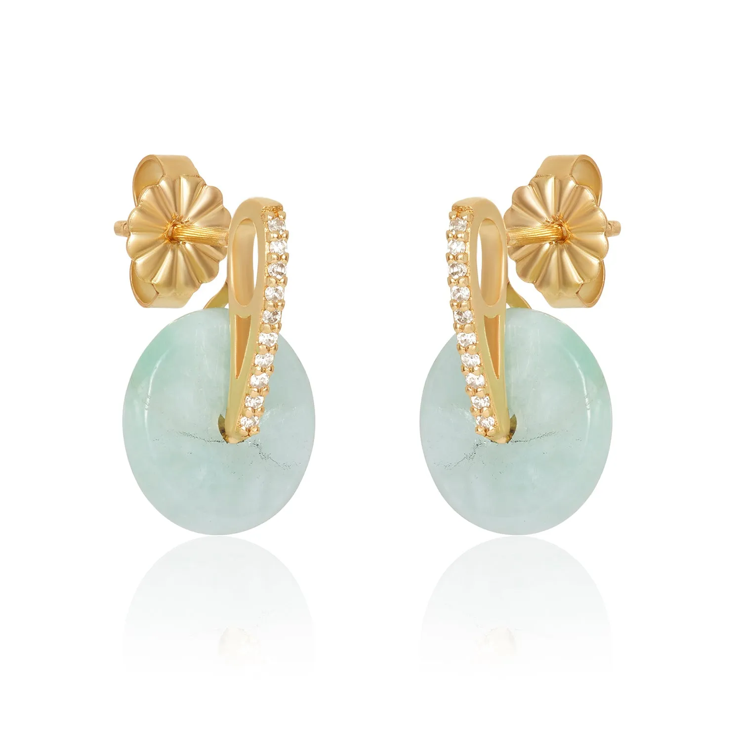 Jade Diamond Bar Post Earrings