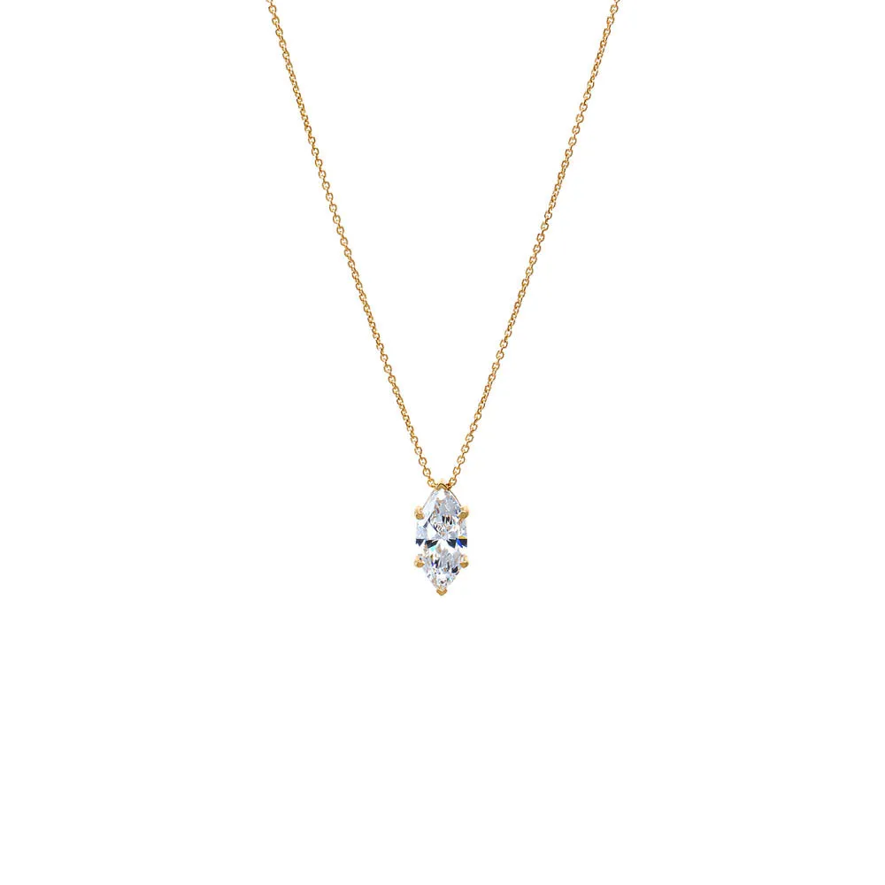Lab Grown Diamond Marquise Solitaire Necklace 14K