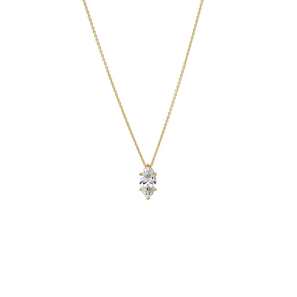 Lab Grown Diamond Marquise Solitaire Necklace 14K