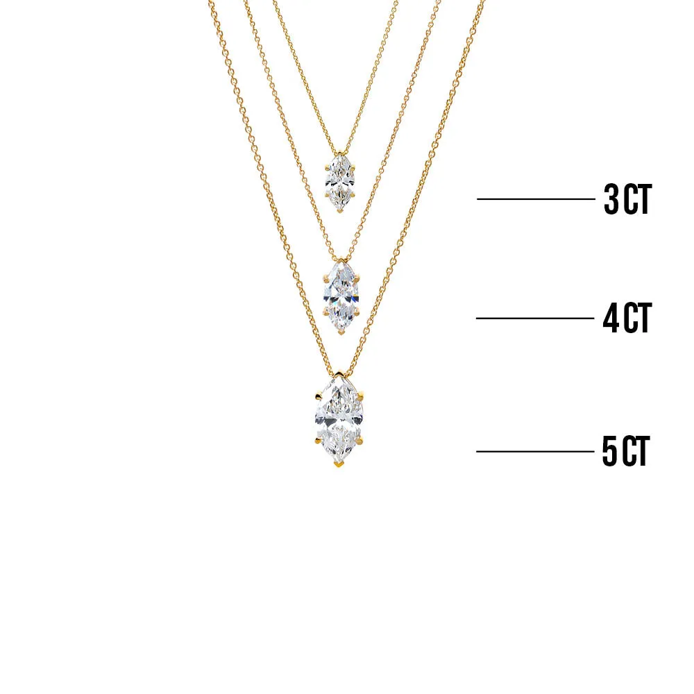 Lab Grown Diamond Marquise Solitaire Necklace 14K