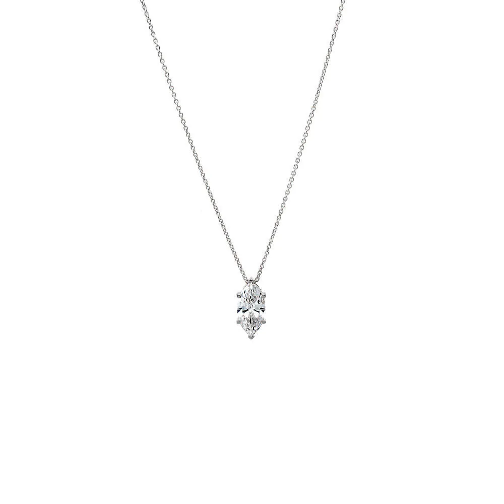 Lab Grown Diamond Marquise Solitaire Necklace 14K