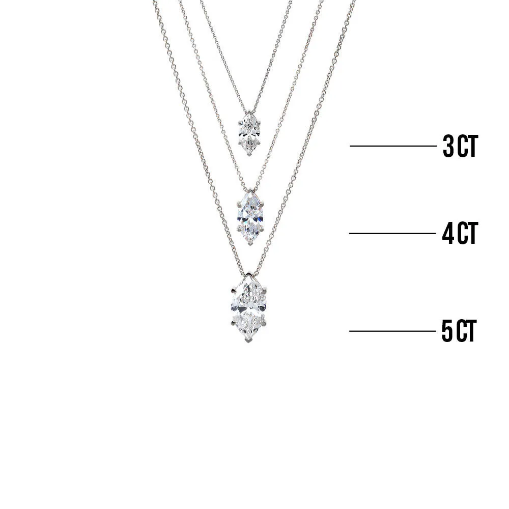 Lab Grown Diamond Marquise Solitaire Necklace 14K