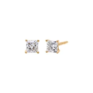 Lab Grown Diamond Princess Cut Four Prong Stud Earring 14K