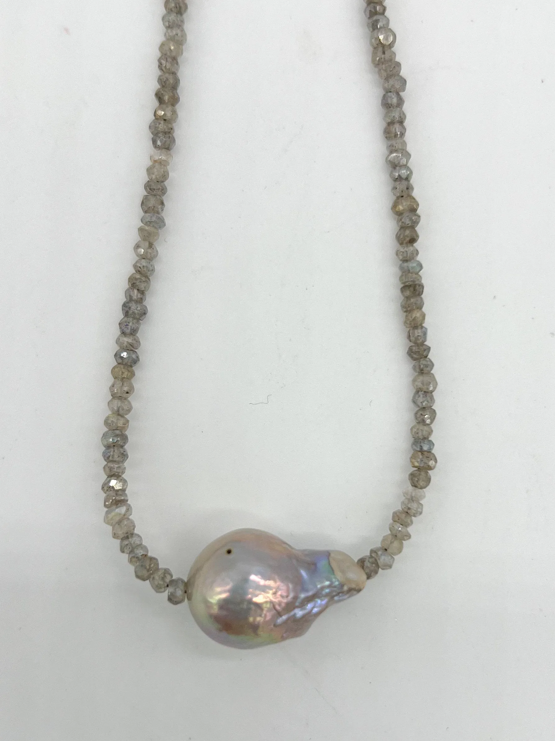 Labradorite Necklace with Baroque Pearl Accent, Gemstone Necklace, Gifts for Her, Mother's Day, Boho Style, Fall Jewelry,