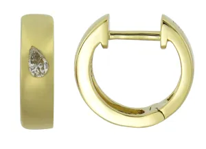 Ladies Diamond Single Pear Cut Huggie Earrings 0.18ct tw