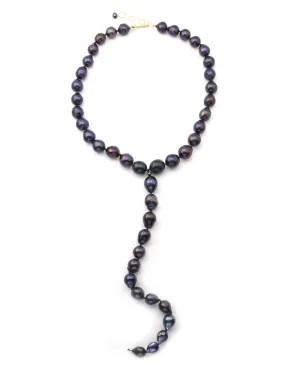 Laila Lariat: Black Baroque Pearl Lariat