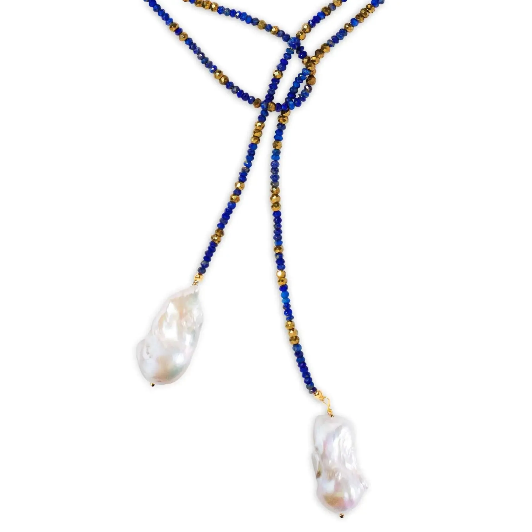 Lapis and Pyrite Ombre Classic Gemstone Lariat