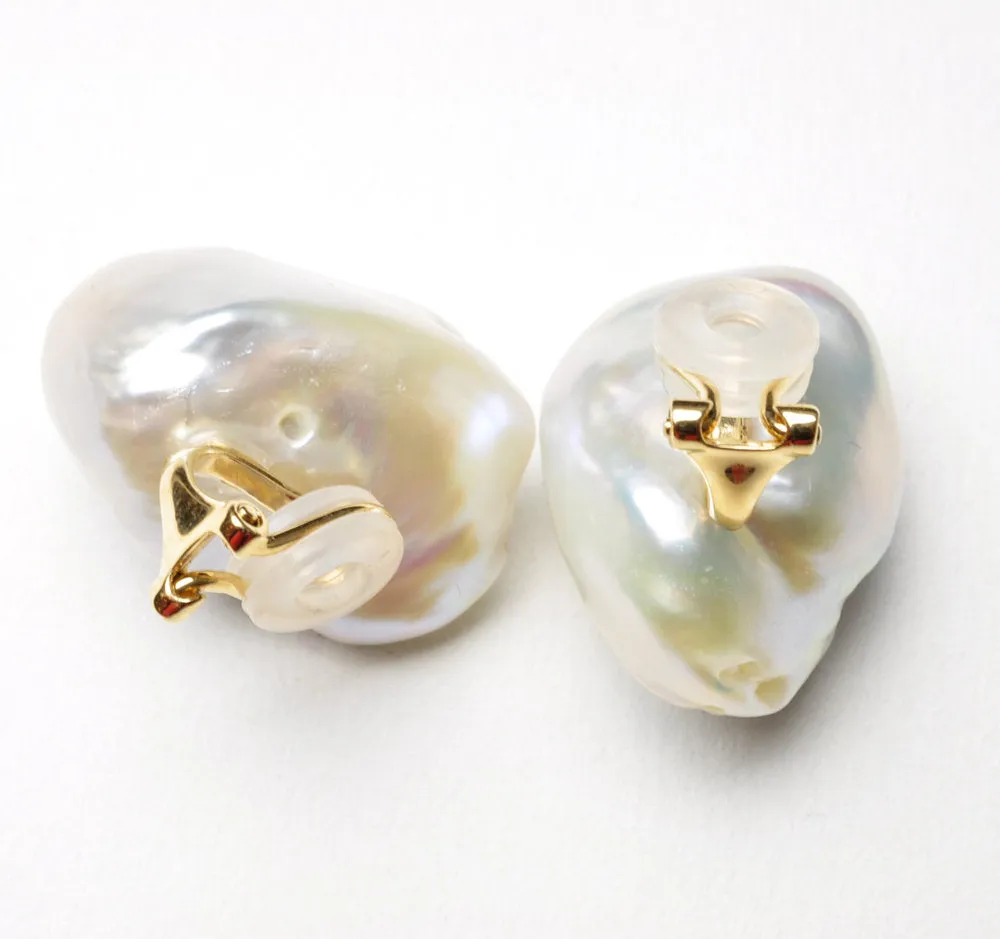 Large Baroque Pearls on clips