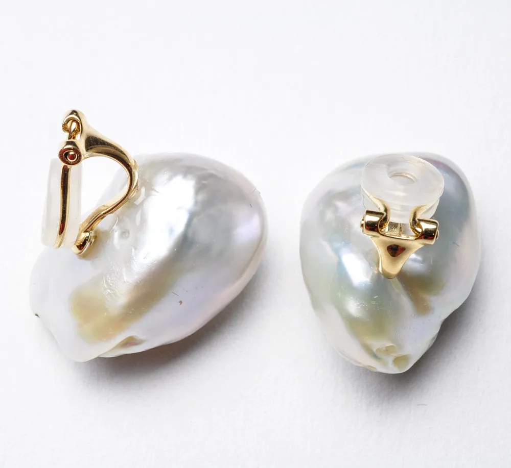 Large Baroque Pearls on clips