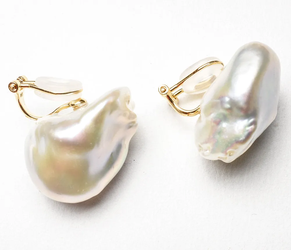 Large Baroque Pearls on clips