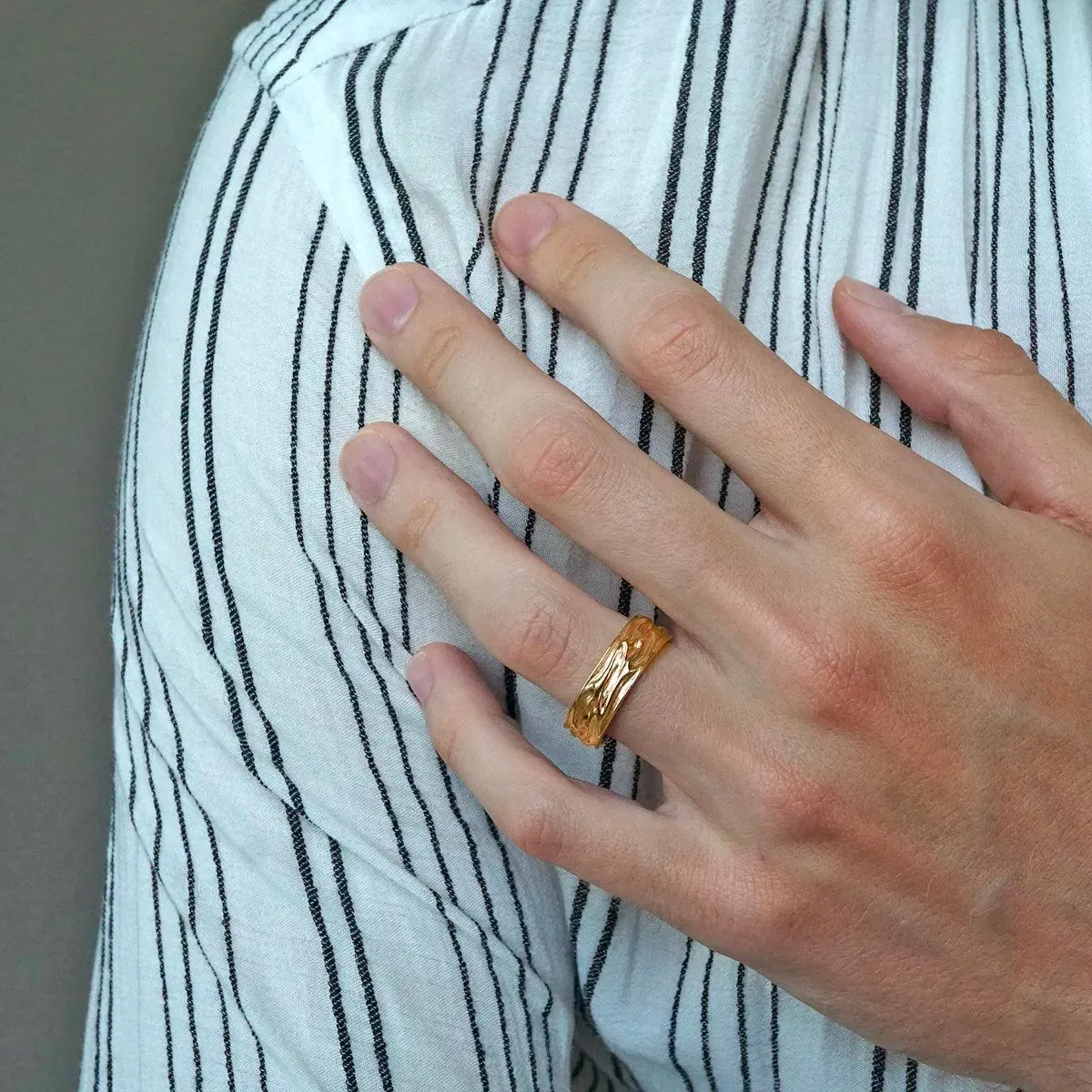 Liquid Ring Band in Sterling Silver and 14K Gold, 7mm