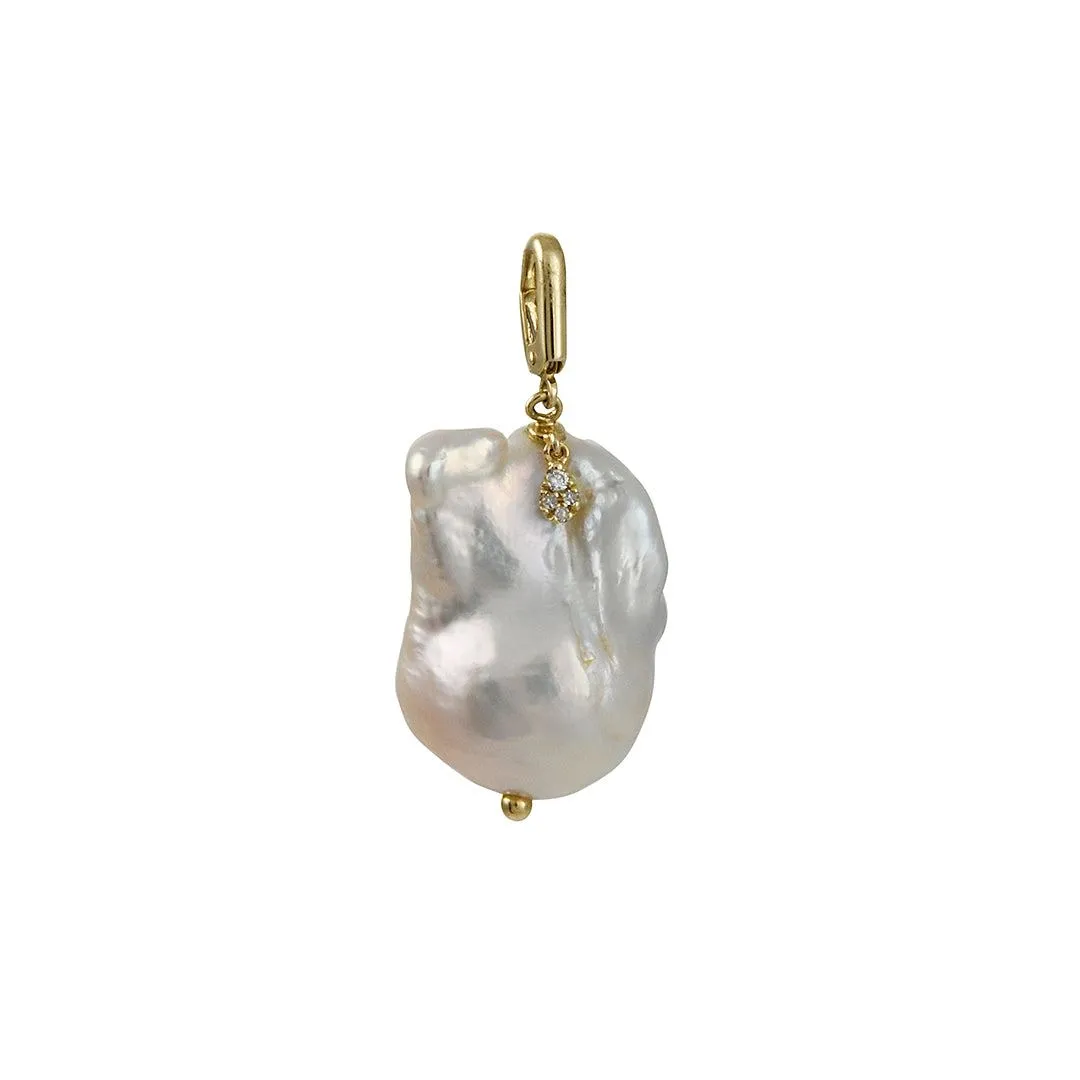 Liven - Baroque Pearl Charm Clip Clasp with Diamond