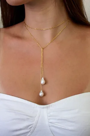 Lustrous Baroque Pearl Lariat