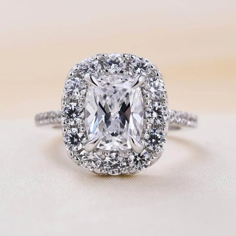 Luxurious Halo Cushion Cut 3PC Wedding Ring Set