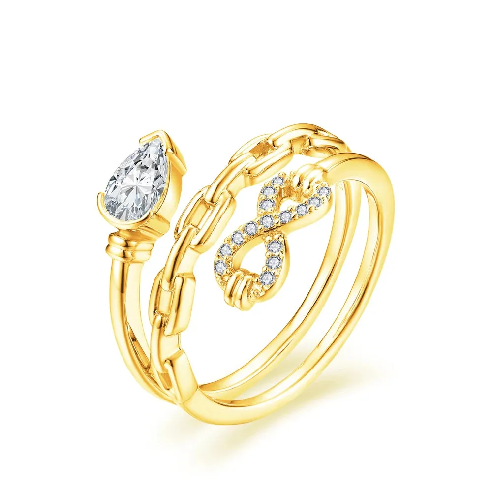 Luxurious Pear Cut Diamond Infinity Chain Engagement Ring