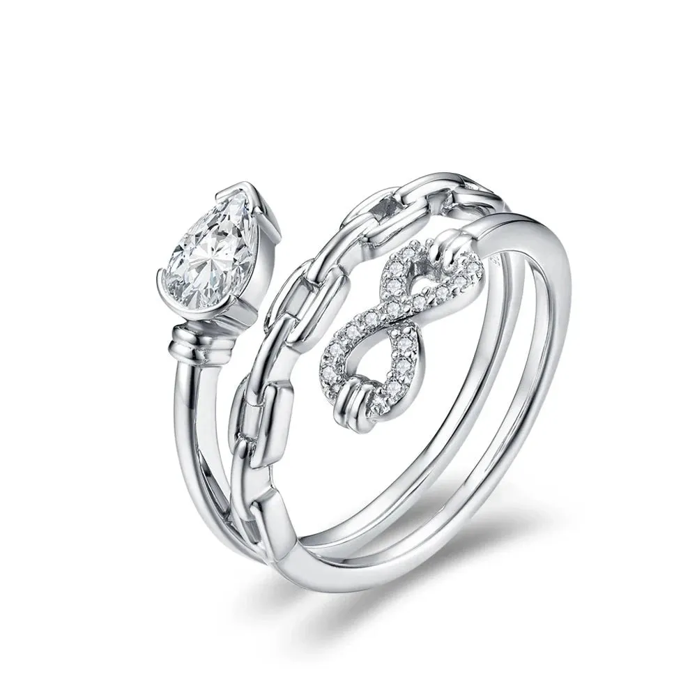 Luxurious Pear Cut Diamond Infinity Chain Engagement Ring
