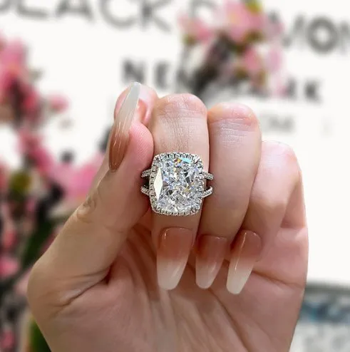 Luxurious Split Shank Halo Cushion Cut Engagement Ring