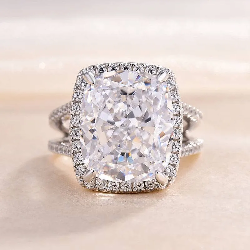 Luxurious Split Shank Halo Cushion Cut Engagement Ring
