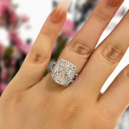 Luxurious Split Shank Halo Cushion Cut Engagement Ring