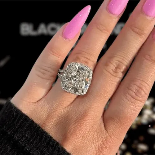 Luxurious Split Shank Halo Cushion Cut Engagement Ring