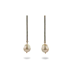MARISSA MATCHSTICK EARRINGS WITH SEMI-BAROQUE SOUTH SEA PEARL DROPS