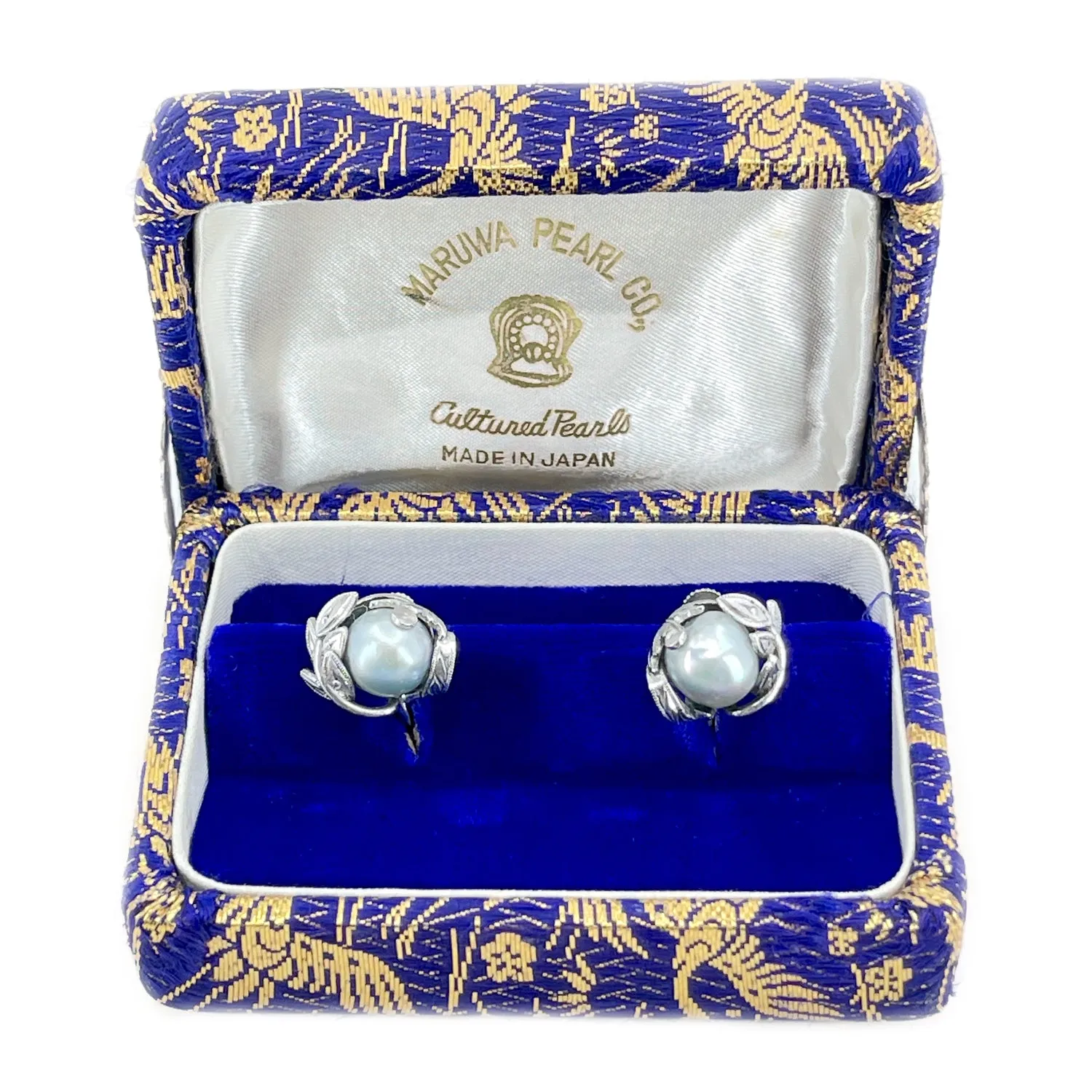 Maruwa Tokyo Blue Baroque Akoya Saltwater Cultured Pearl Screwback Earrings- Sterling Silver