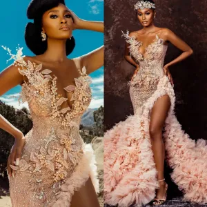 Mermaid Wedding Dresses Lace Beaded Crystals Luxurious Bridal Gowns Dress