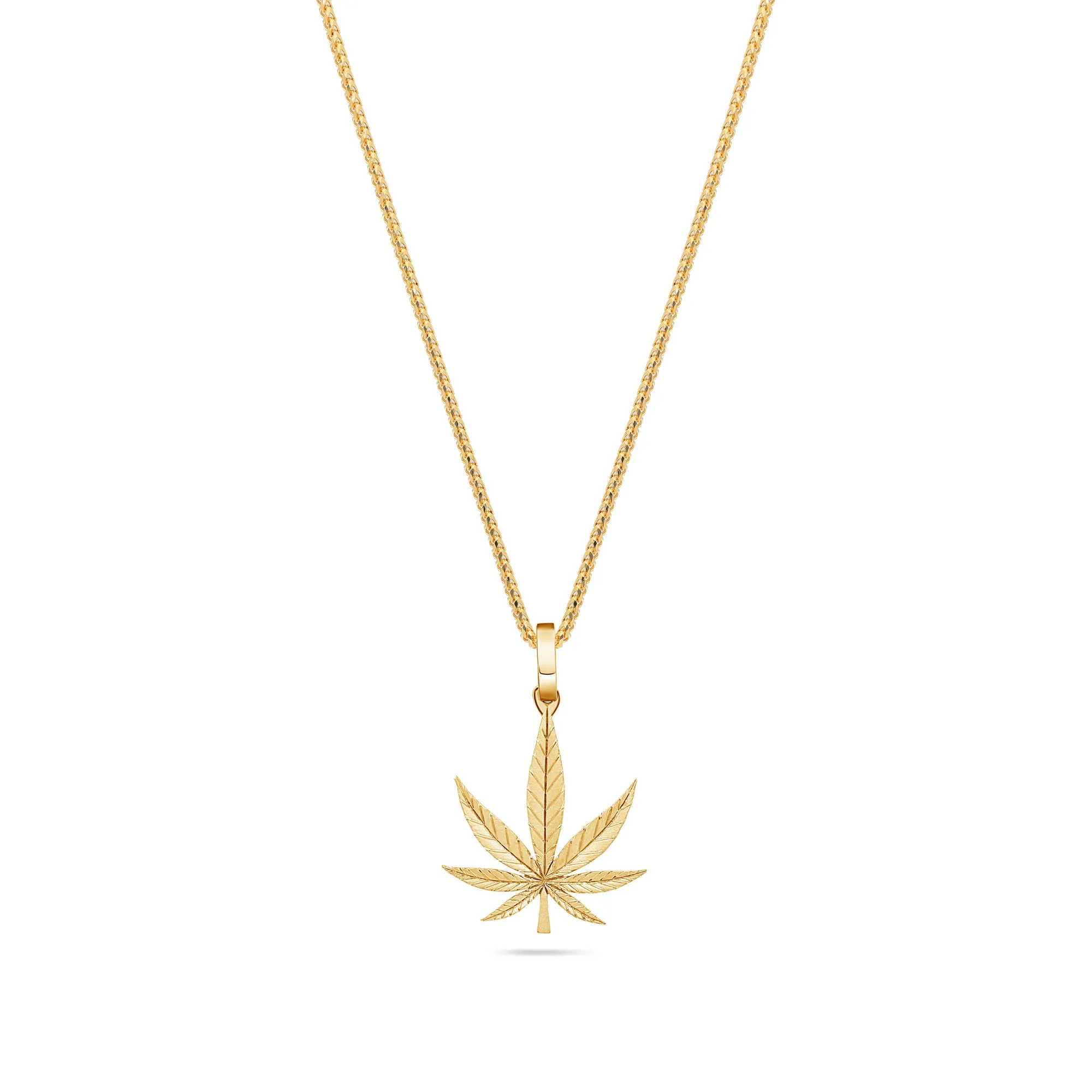 Micro Marijuana Leaf Piece (Solid Gold)