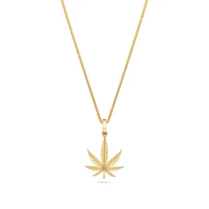 Micro Marijuana Leaf Piece (Solid Gold)