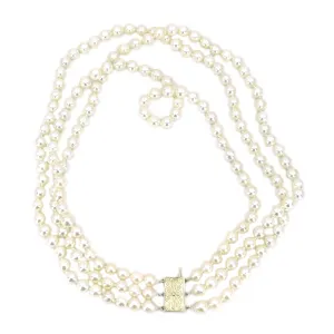Mikimoto Baroque Japanese Cultured Akoya Pearl Triple Strand - 14K Yellow Gold 16.50-18.50 Inch