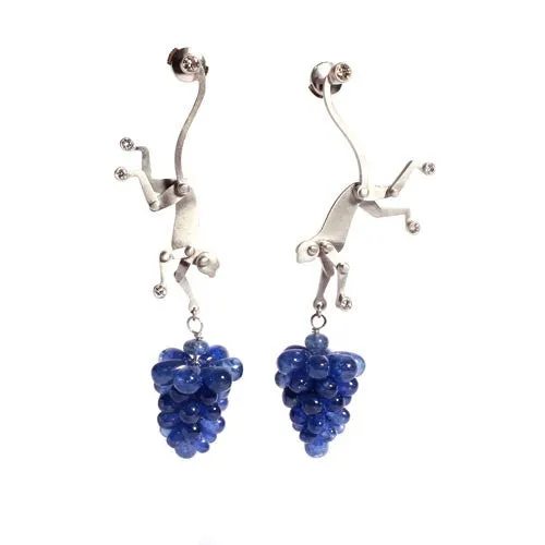 Mini Monkey Earrings with Blue Sapphires
