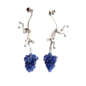 Mini Monkey Earrings with Blue Sapphires