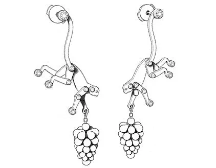 Mini Monkey Earrings with Blue Sapphires