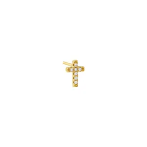 Mini Pavé Cross Stud Earring