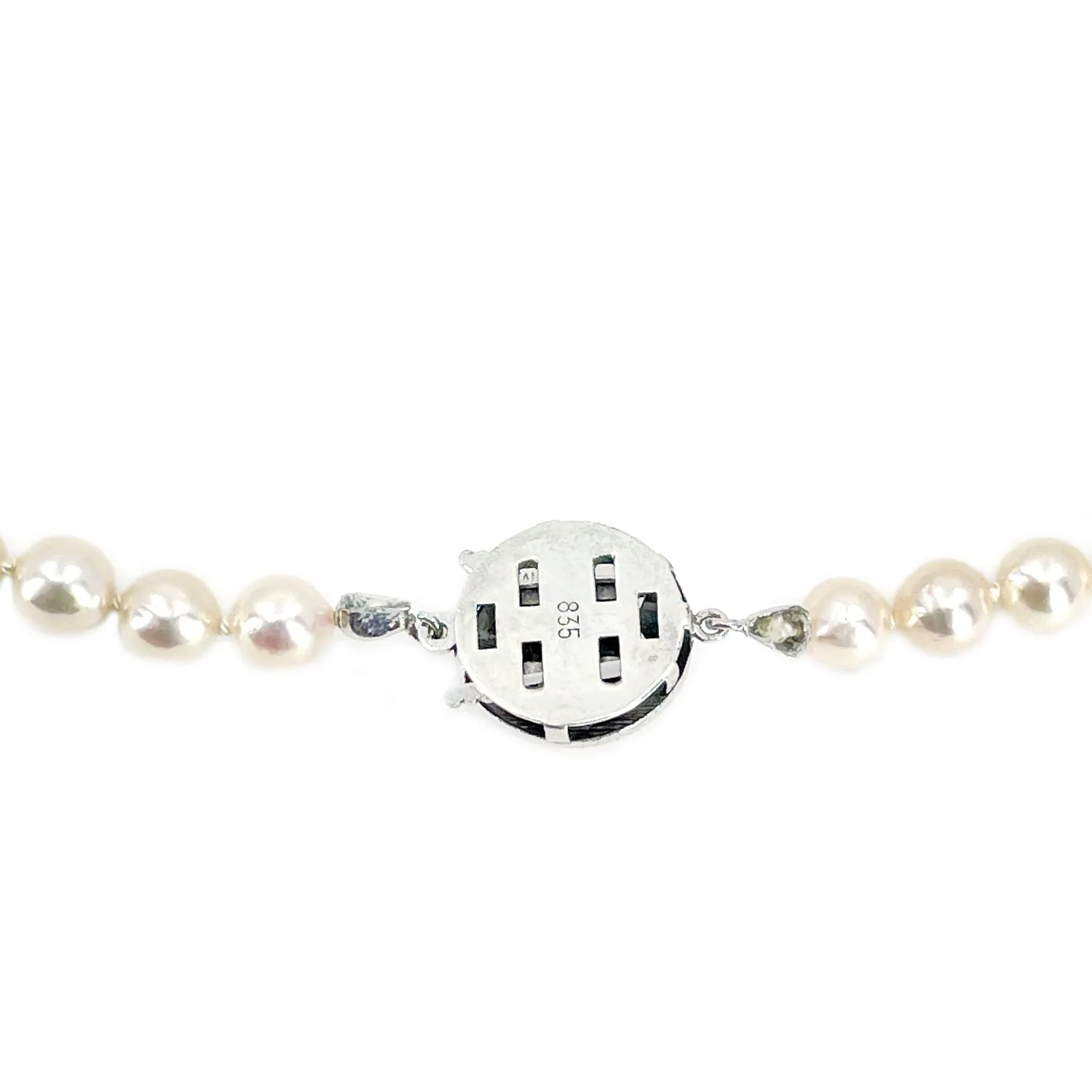 Modernist Retro Japanese Saltwater Cultured Akoya Baroque Pearl Necklace - Coin Silver 24.50 Inch