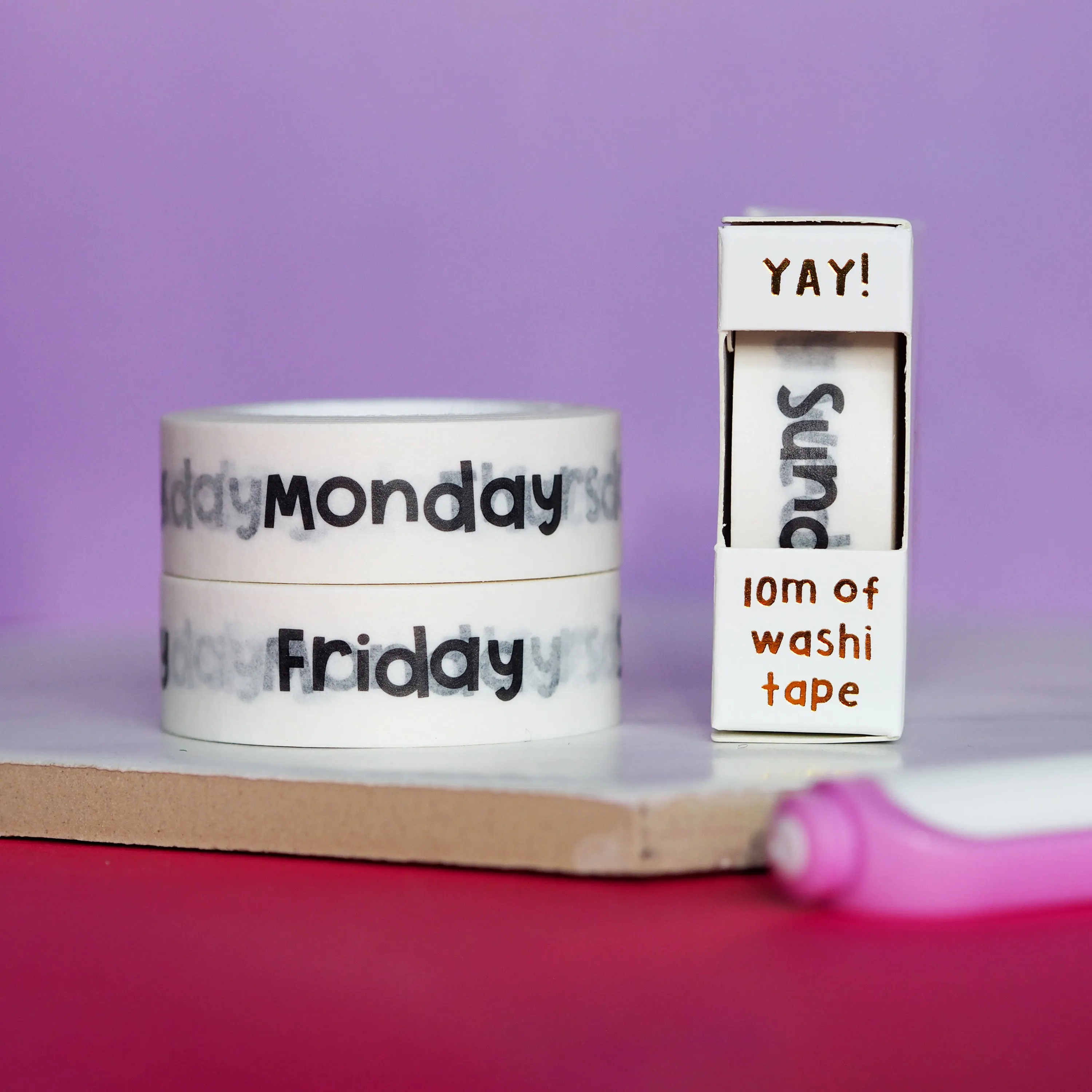 Monochrome Days of the Week Washi Tape