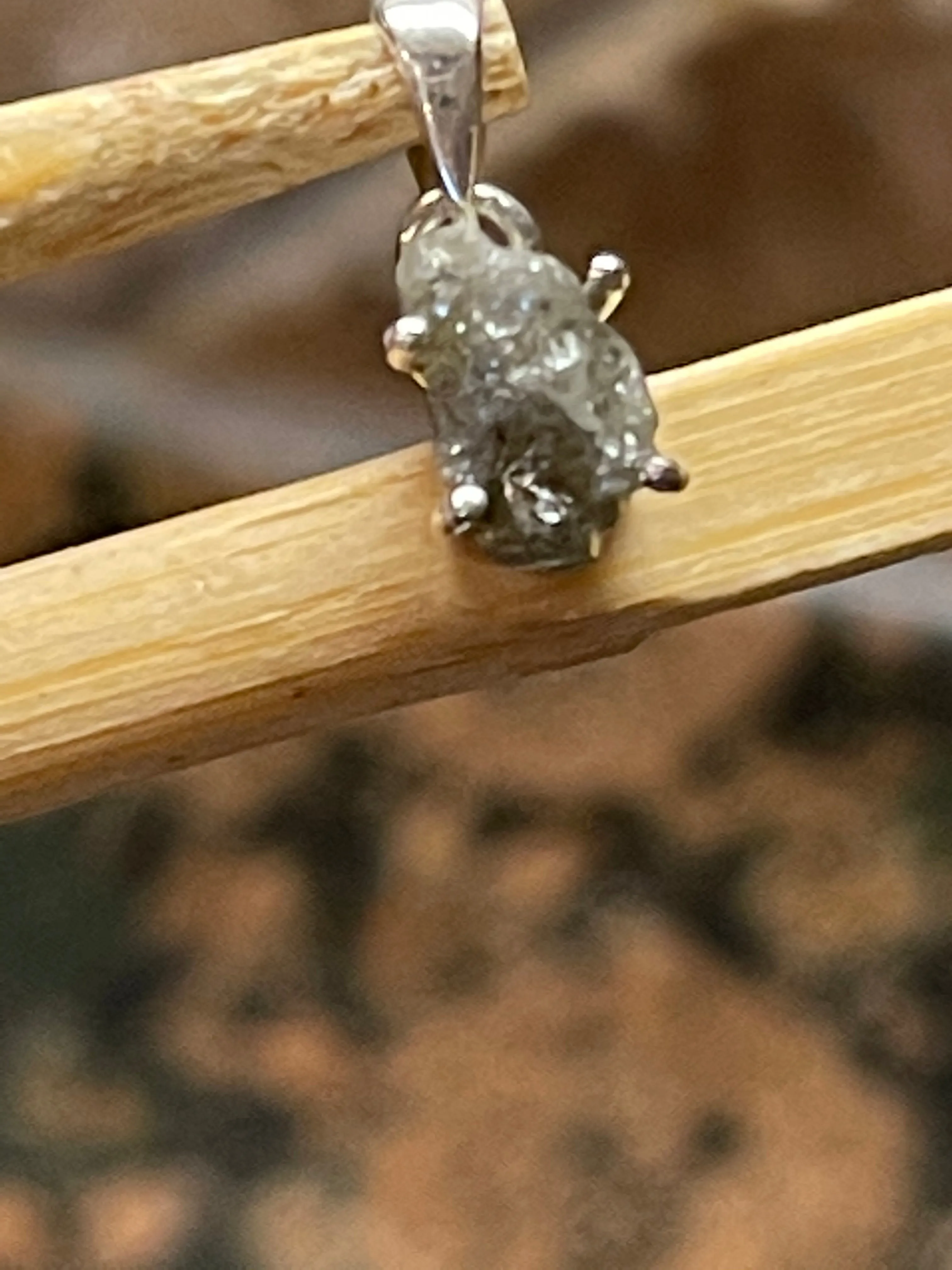 Natural Raw Diamond 925 Sterling Silver Pendant 15mm