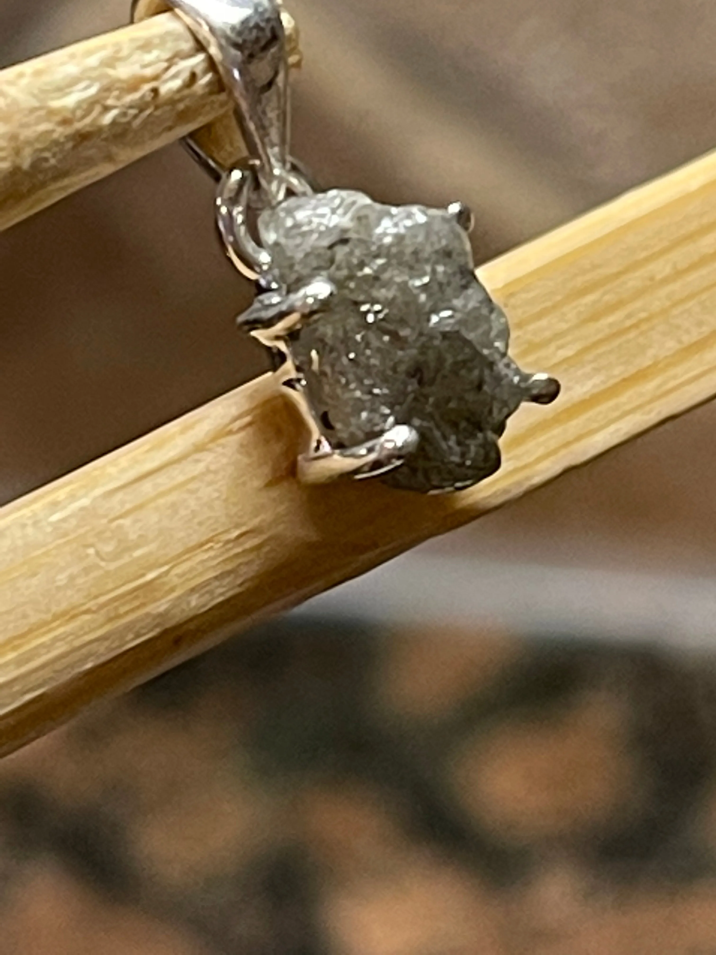 Natural Raw Diamond 925 Sterling Silver Pendant 15mm