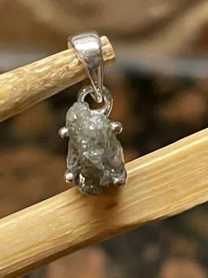 Natural Raw Diamond 925 Sterling Silver Pendant 15mm