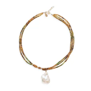 Ombre Chocolate Diamond Baroque Pearl Necklace
