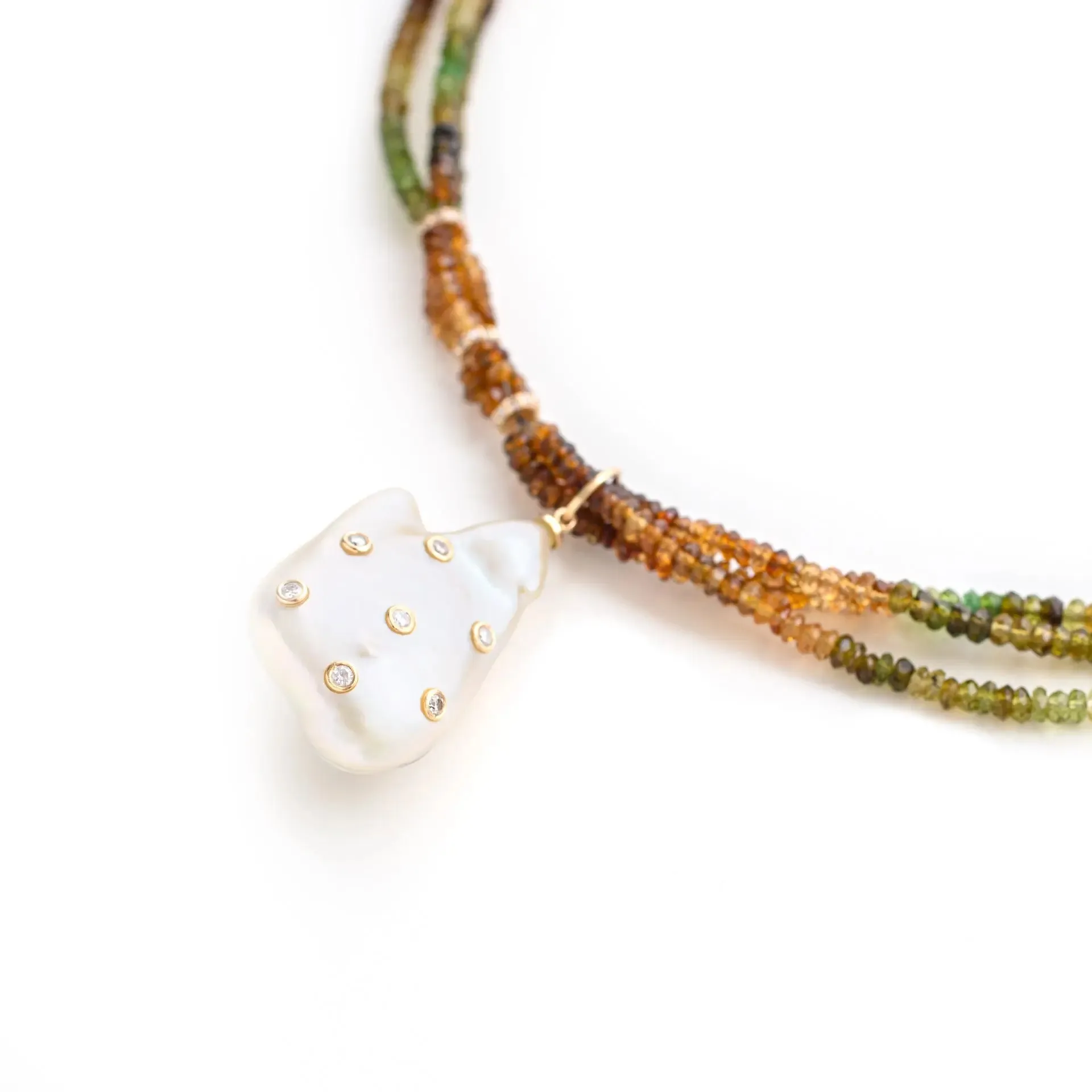 Ombre Chocolate Diamond Baroque Pearl Necklace