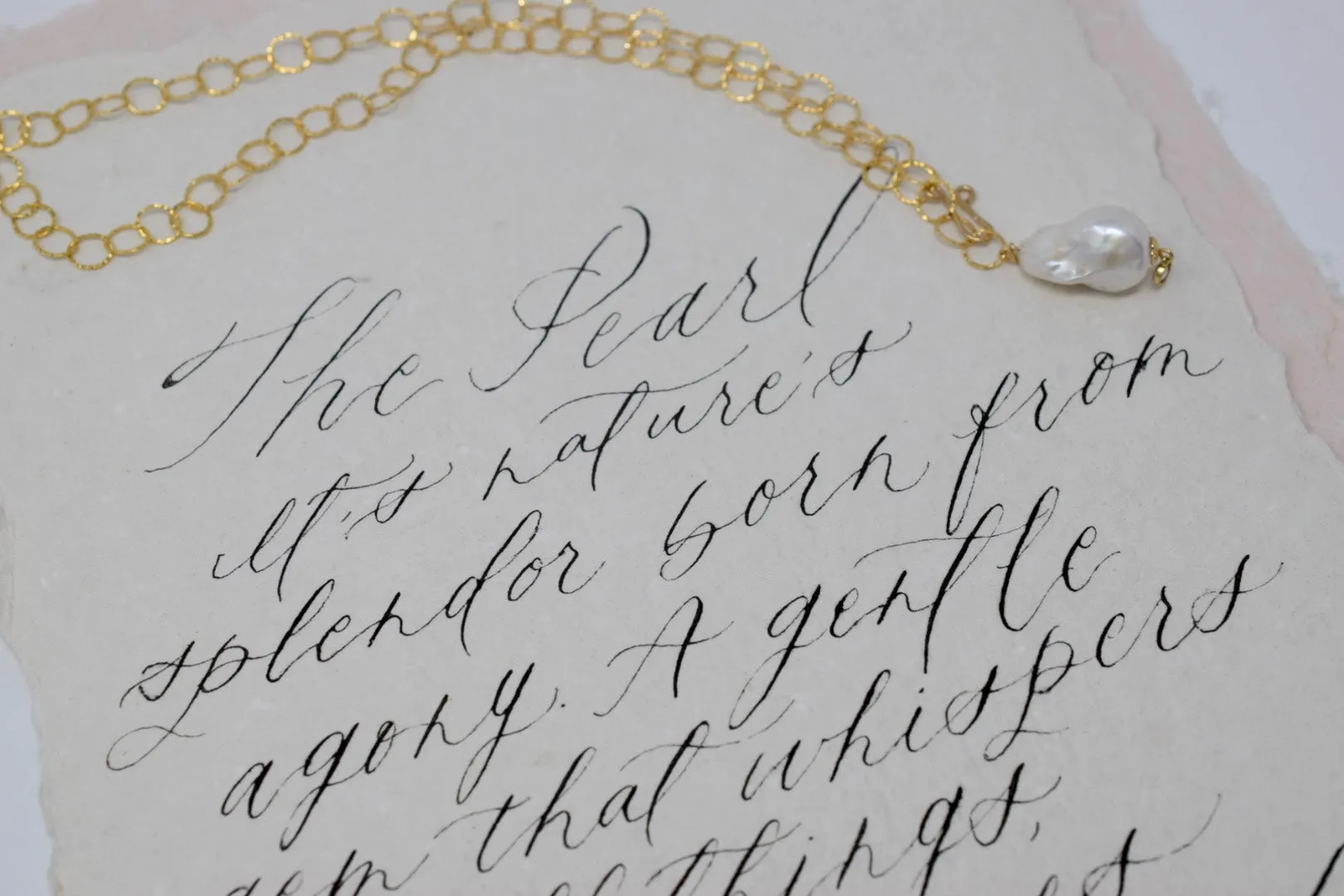 ONE - gold filled lariat necklace with Massive Baroque Pearl