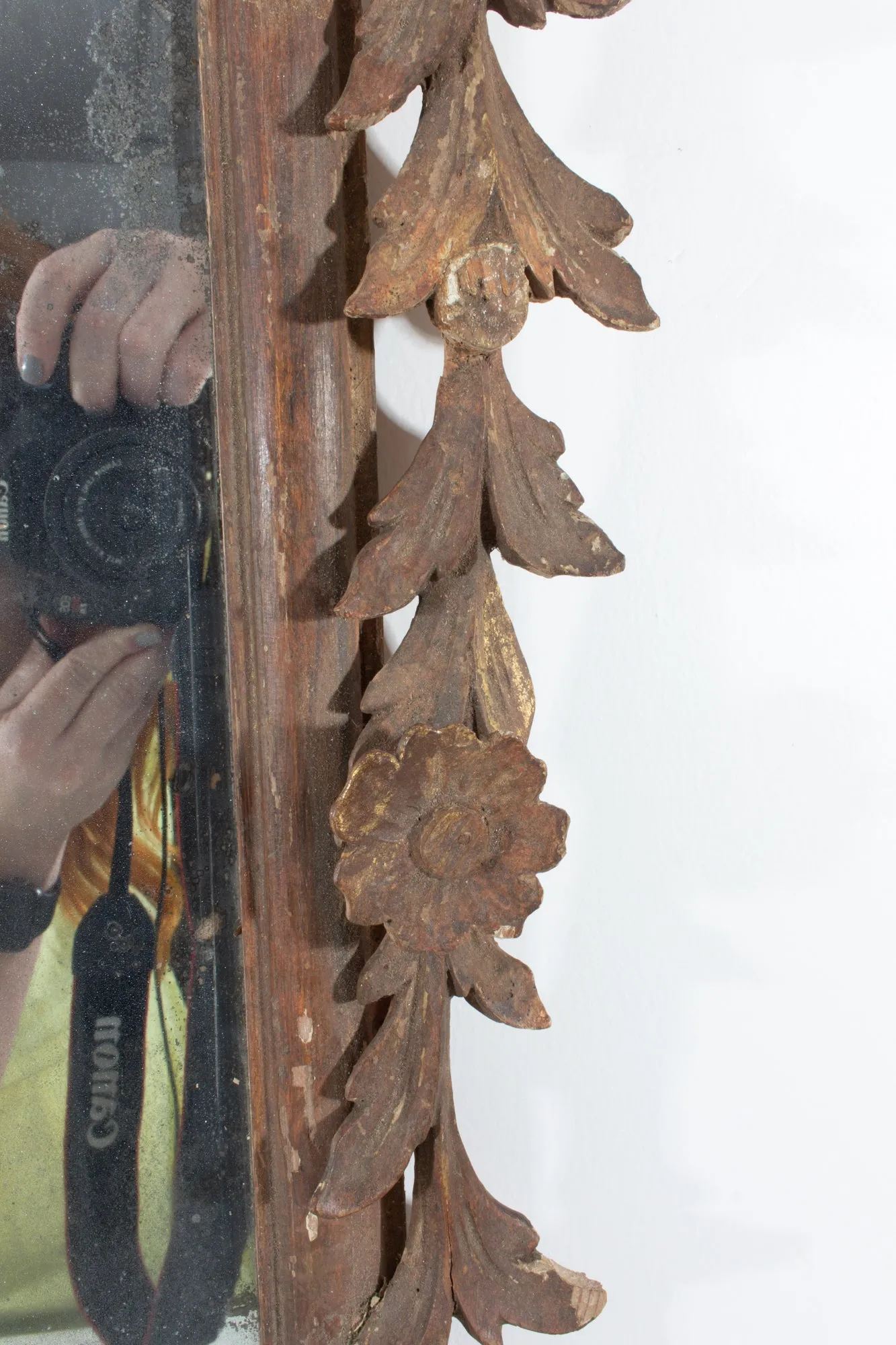 Ornate Antique Italian Rococo Gilt Frame Mirror with Open Carvings
