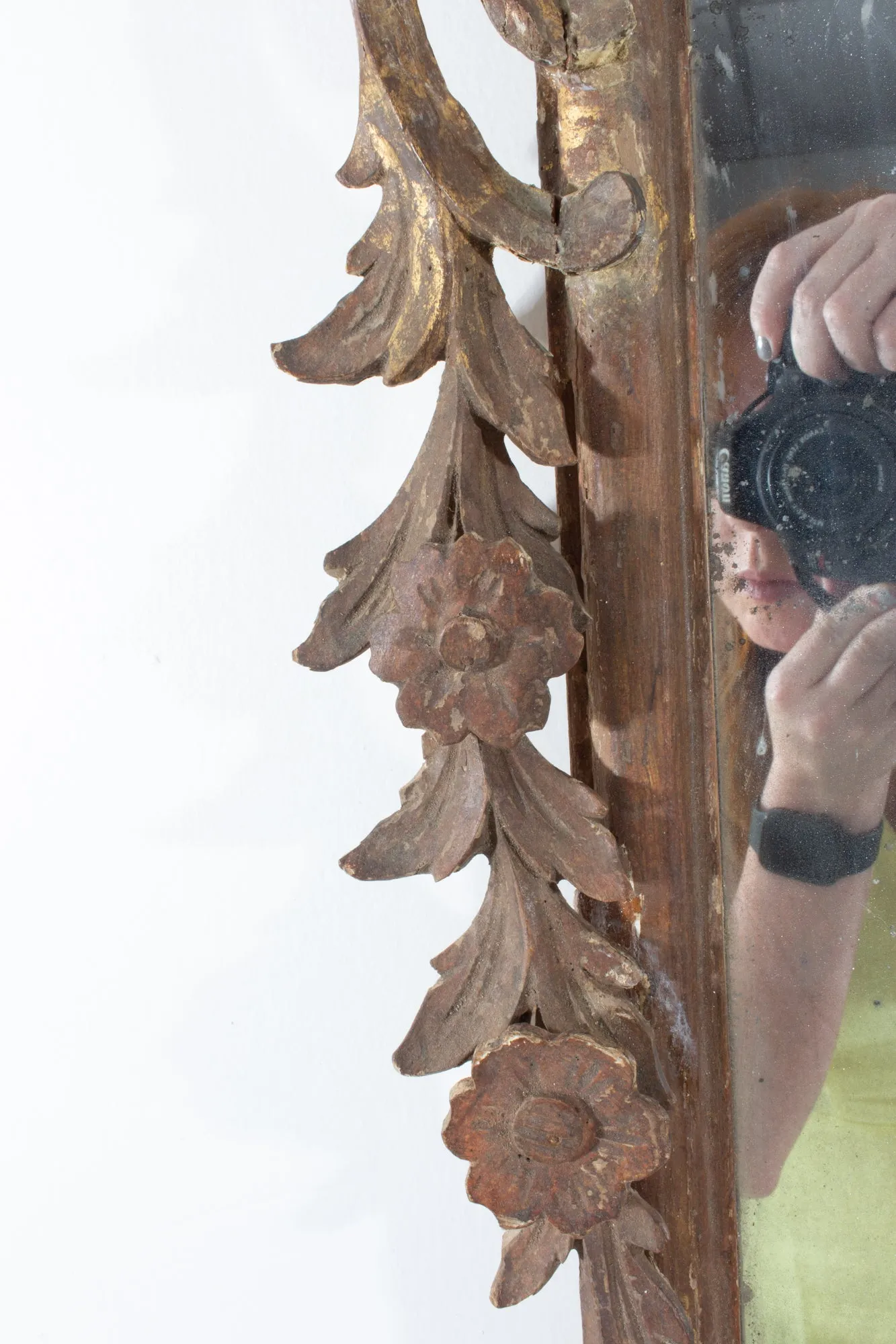 Ornate Antique Italian Rococo Gilt Frame Mirror with Open Carvings