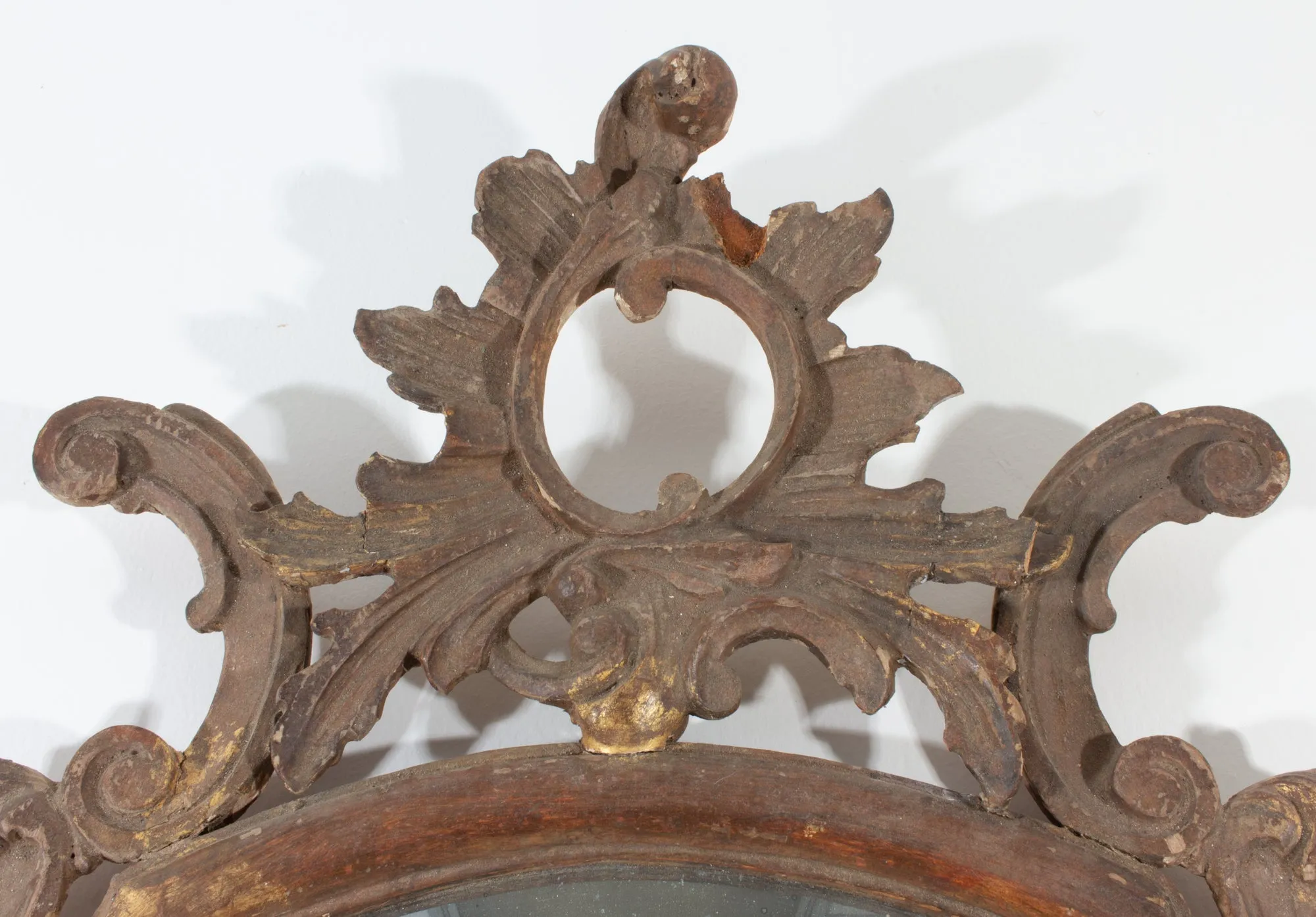 Ornate Antique Italian Rococo Gilt Frame Mirror with Open Carvings