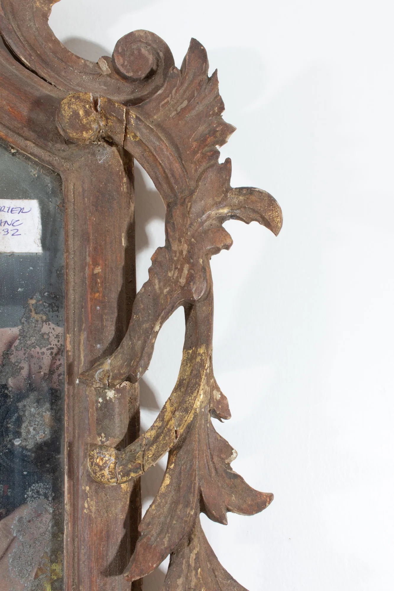 Ornate Antique Italian Rococo Gilt Frame Mirror with Open Carvings