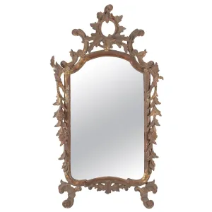 Ornate Antique Italian Rococo Gilt Frame Mirror with Open Carvings