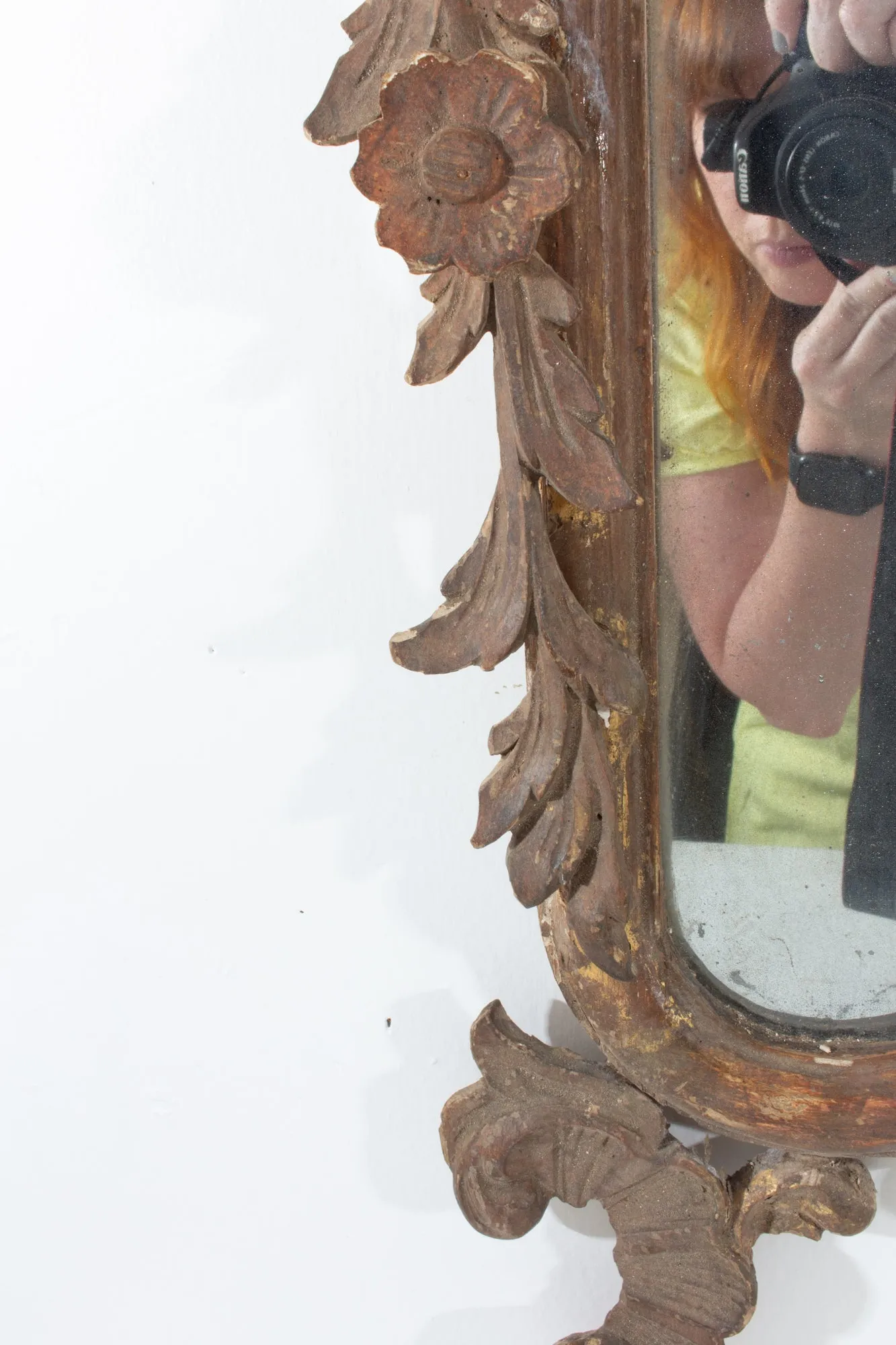 Ornate Antique Italian Rococo Gilt Frame Mirror with Open Carvings